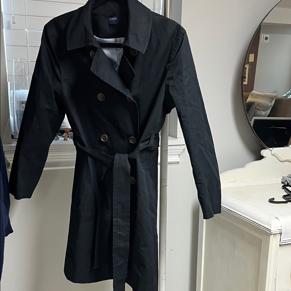 J. Crew Elegant Black Trench Coat